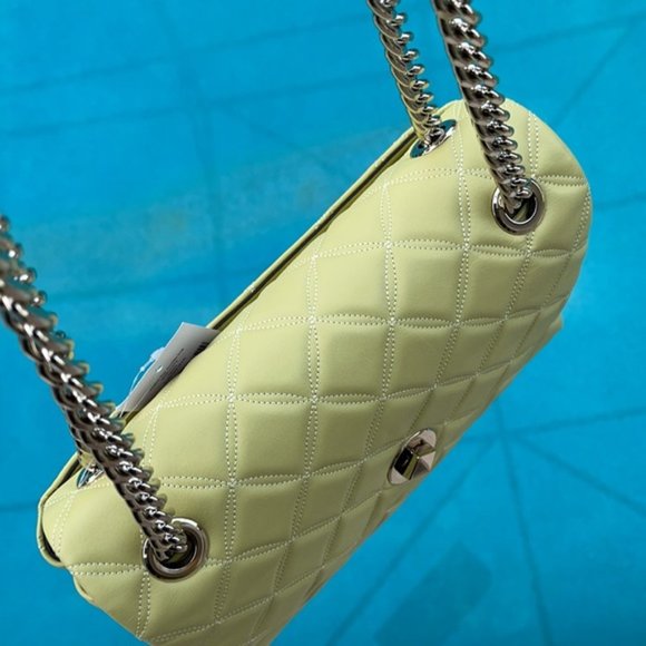 Kate Spade Natalia Smooth Leather Medium Flap Shoulder Bag Frosty Lime - Picture 8 of 16